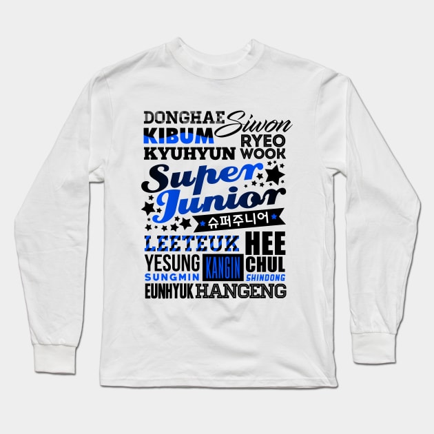 SUPER JUNIOR FONT COLLAGE Long Sleeve T-Shirt by skeletonvenus